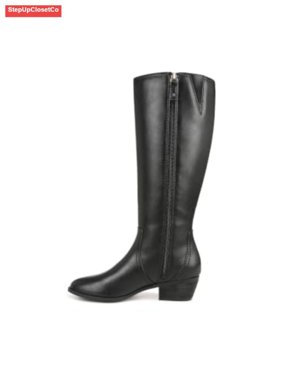 Women's Knee High Riding Boots Faux Leather Block Heel Zip